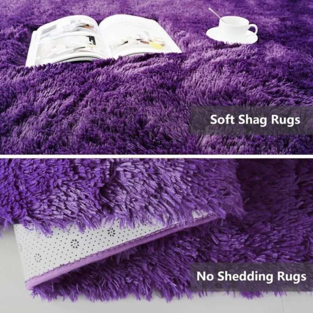New 5x8 Purple Shag Rug, Ultra Soft Fluffy Carpet for Bedroom, Dorm & Kids’ Room